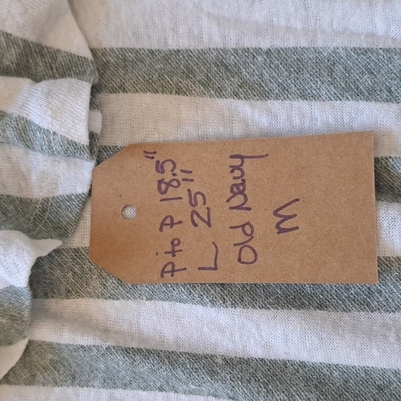 Old Navy Tank Top Stripped Sage And White Size Medium - Picture 3 of 5
